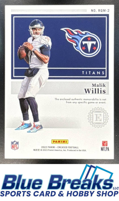 2022 Panini Encased Malik Willis #RQM-2 Rookie Quad Memorabilia 53/99 RC