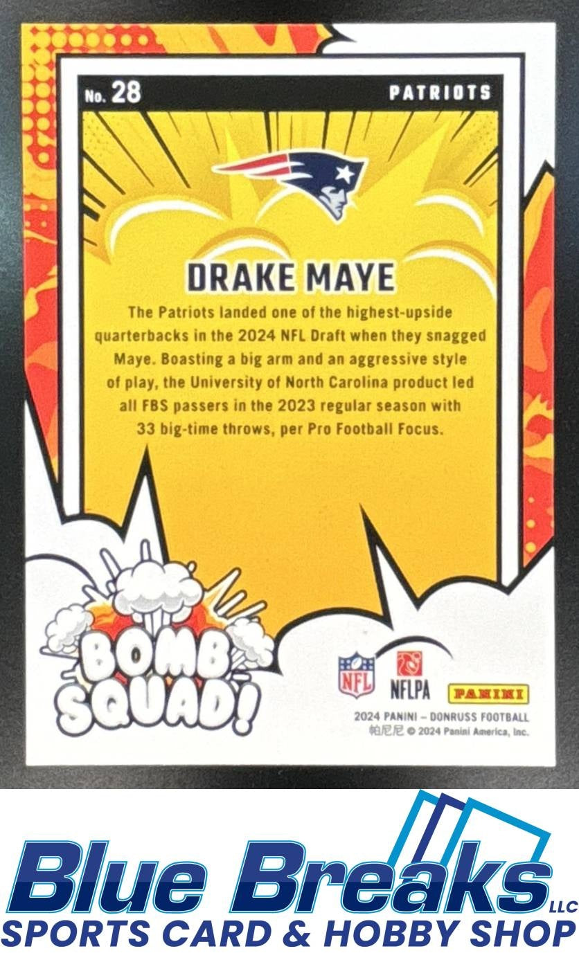 2024 Panini Donruss Bomb Squad Drake Maye #28 b New England Patriots