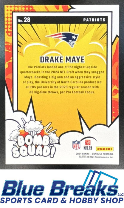 2024 Panini Donruss Bomb Squad Drake Maye #28 b New England Patriots