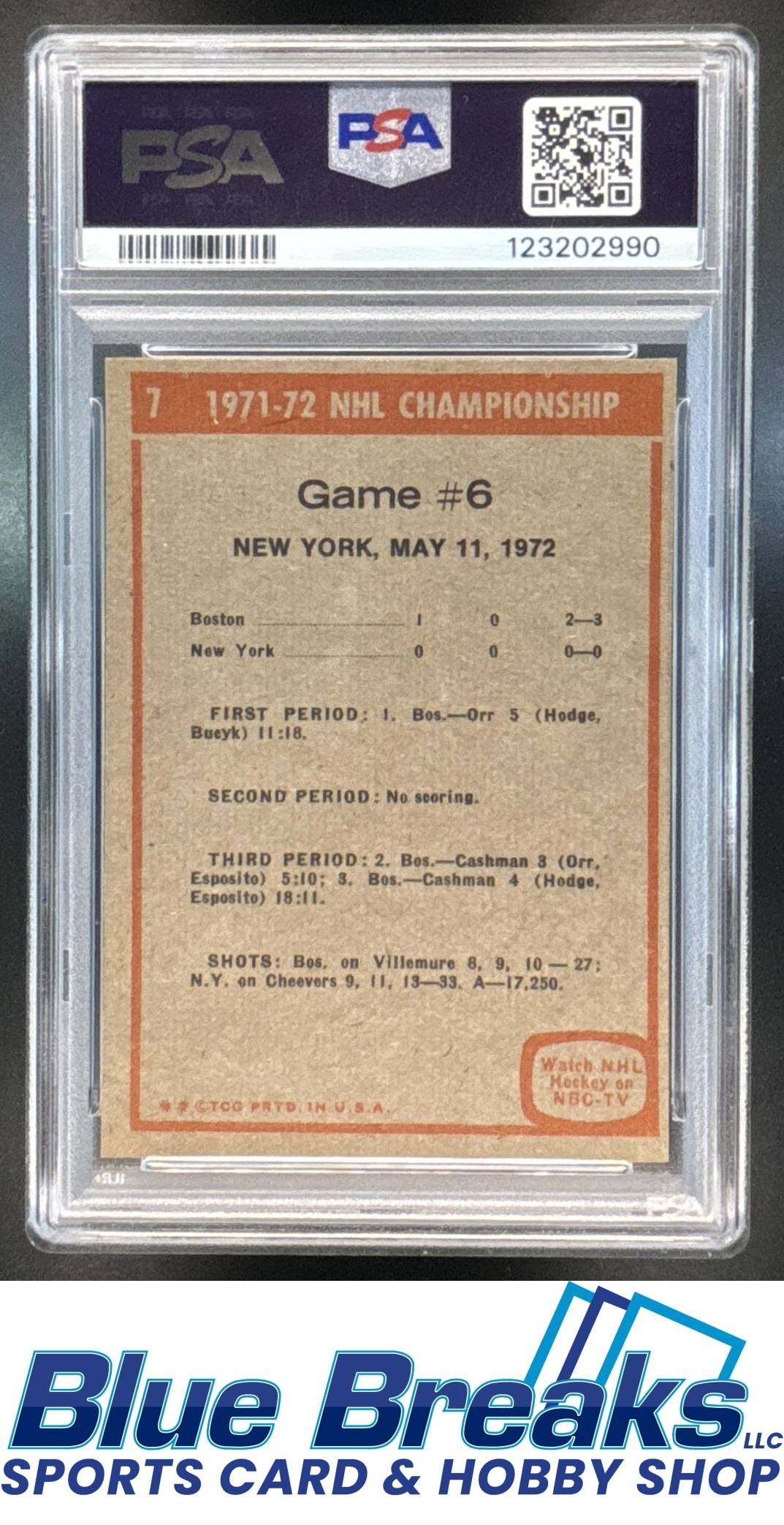 1971-72 Topps Playoff Game 6 at New York PSA 8 #7 Bruins Rangers