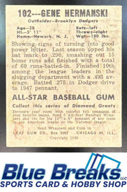 1948 Leaf Gene Hermanski #102 Dodgers