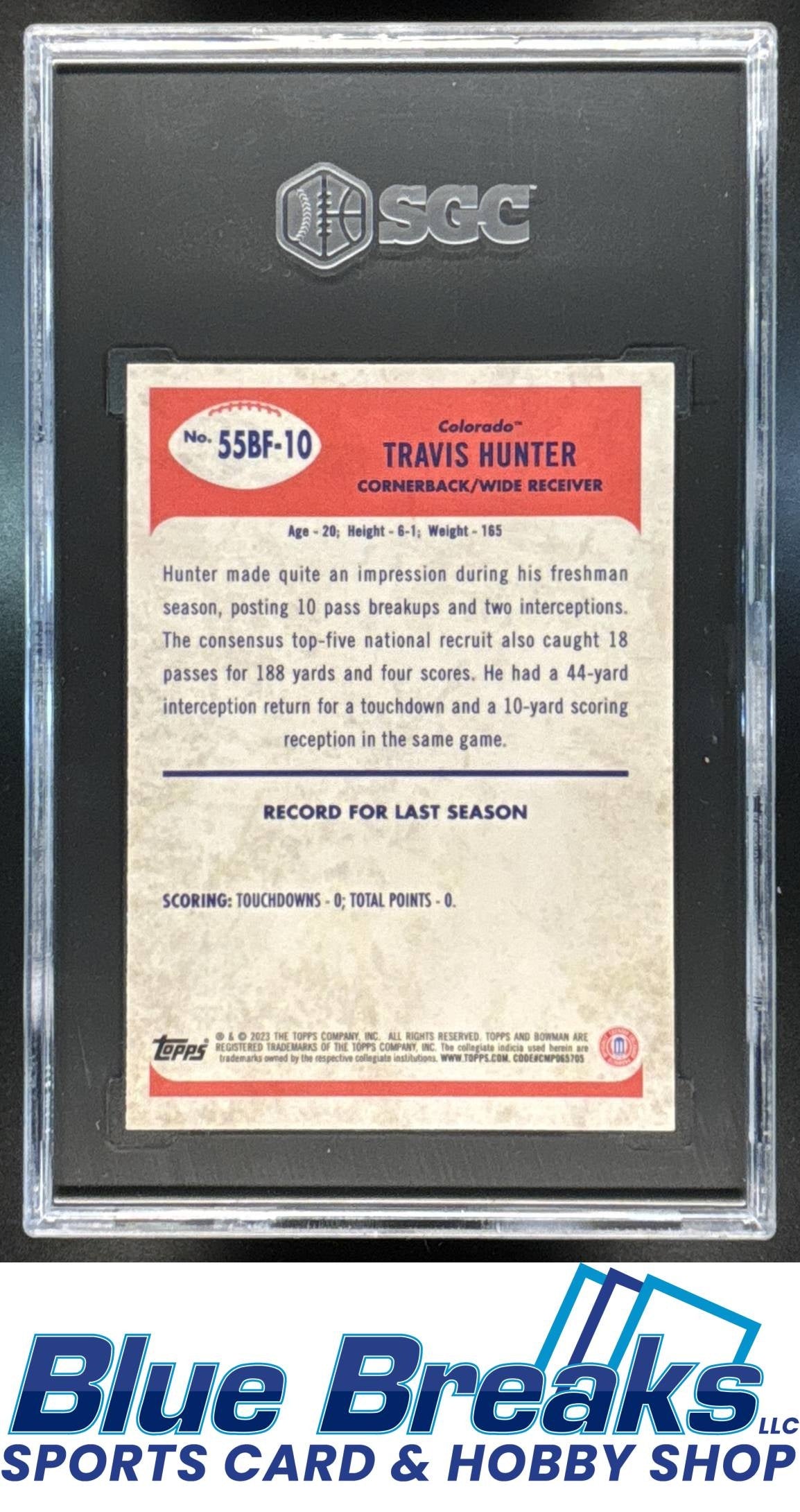 2023 Bowman University Chrome Travis Hunter #55BF-10 1955 Football SGC 9.5