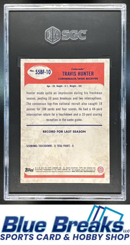 2023 Bowman University Chrome Travis Hunter #55BF-10 1955 Football SGC 9.5