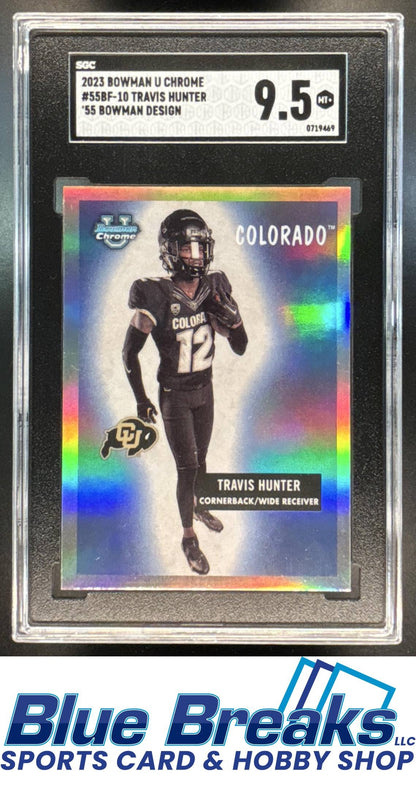 2023 Bowman University Chrome Travis Hunter #55BF-10 1955 Football SGC 9.5