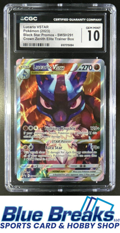 2023 Pokemon Sword & Shield Black Star Promos Lucario VST Crown Zenith #SWSH291 CGC 10