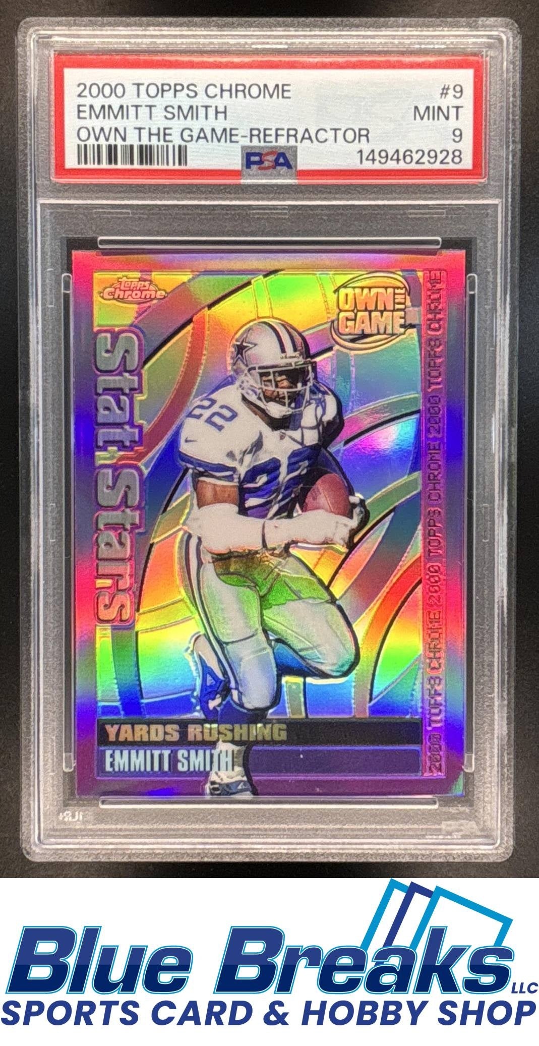 2000 Topps Chrome Own the Game Refractor Emmitt Smith PSA9 #9 Football Cowboys