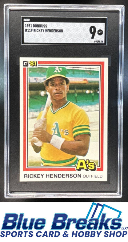 1981 Donruss Rickey Henderson [RC] #119 SGC 9 Athletics