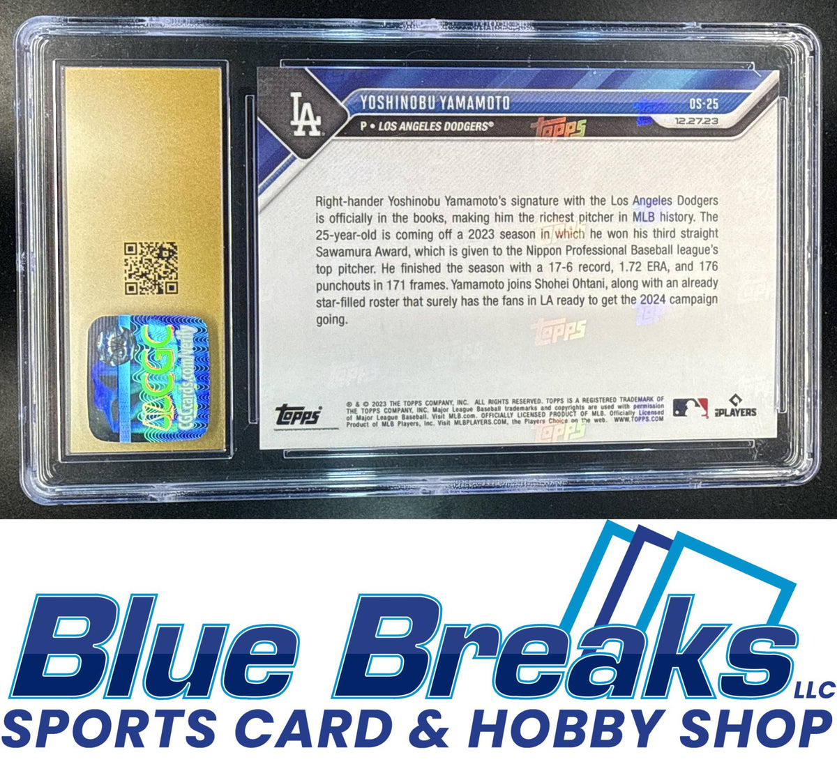 2023 Topps Now Off-Season Yoshinobu Yamamoto #OS-25 CGC 10 Los Angeles Dodgers