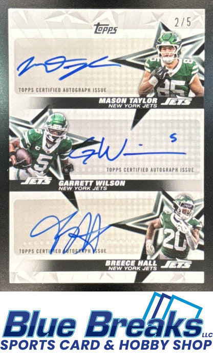 2026 Topps Mason Taylor Breece Hall Garrett Wilson #NFLTA-TWH NFL Stars Triple Auto 2/5 SSP New York Jets