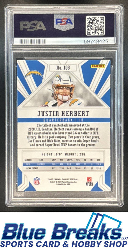 2020 Panini Phoenix Fire Burst Justin Herbert RC #103 PSA 9 Los Angeles Chargers