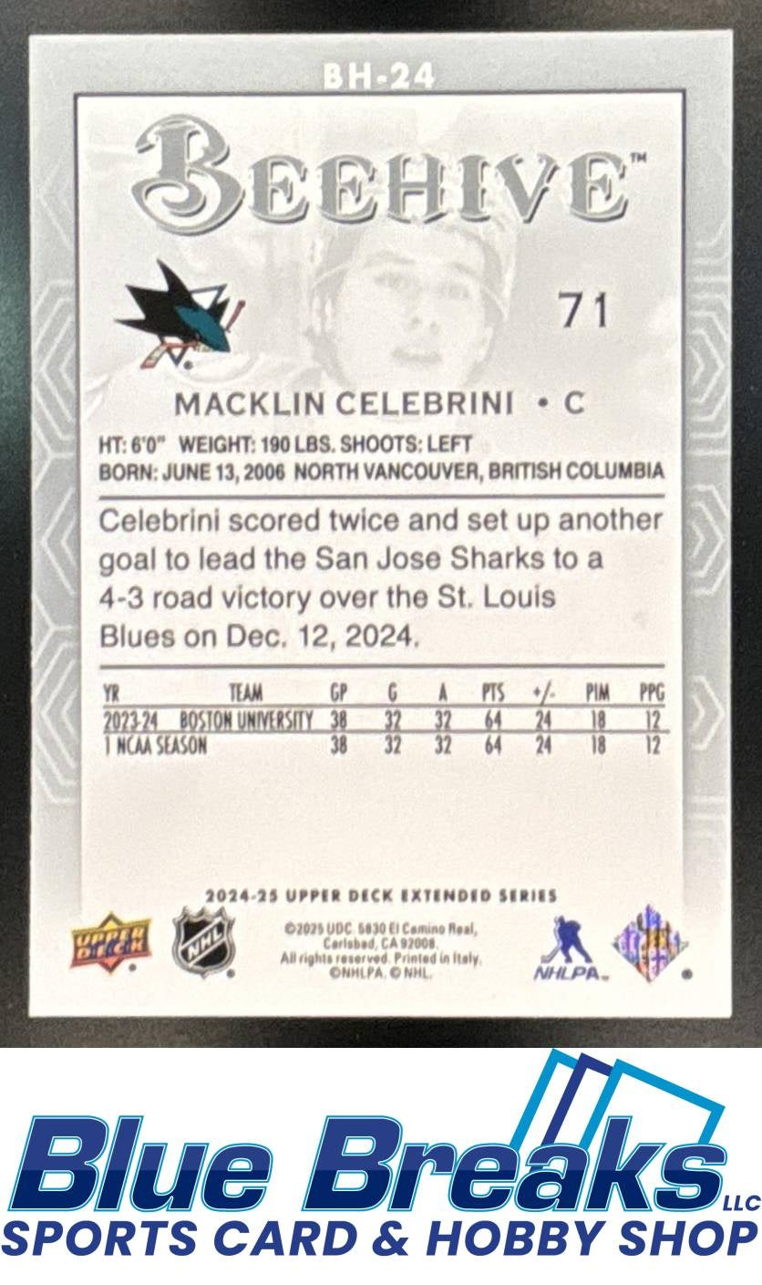 2024 Upper Deck Extended Series Macklin Celebrini #BH-24 Beehive RC
