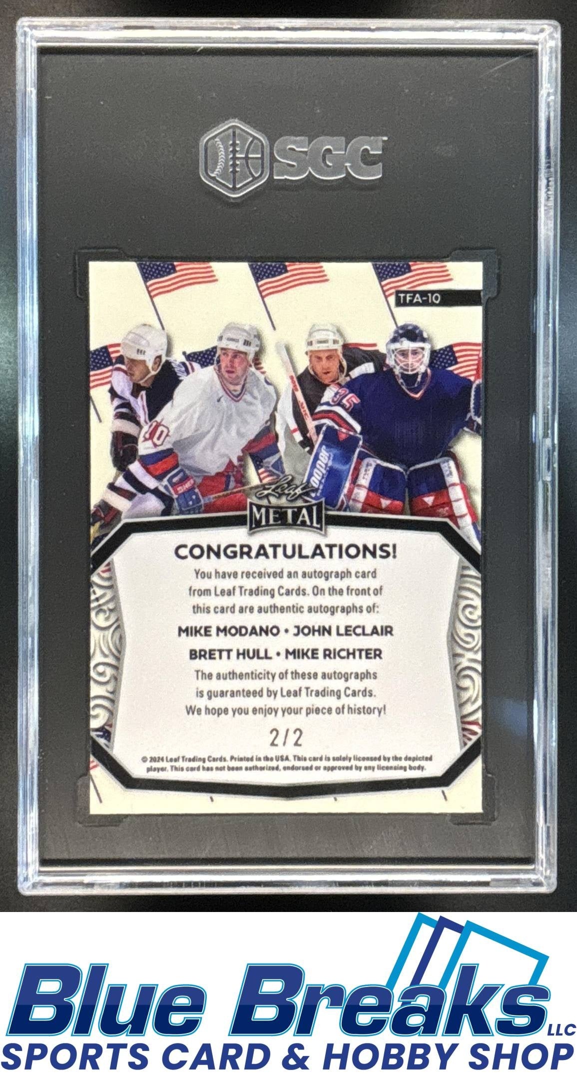 2024 Leaf Metal Independence Day American Flag Auto Modano Leclair Hull Richter #TFA-10 2/2 SGC 9.5