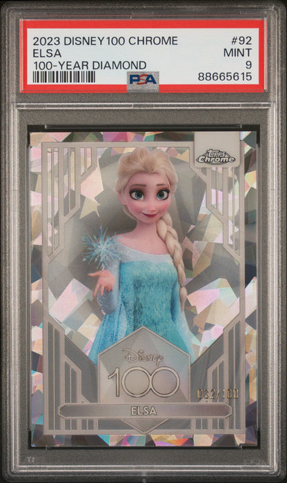 2023 Disney 100 Chrome - 100 Year Diamond - Elsa - #92 -PSA 9
