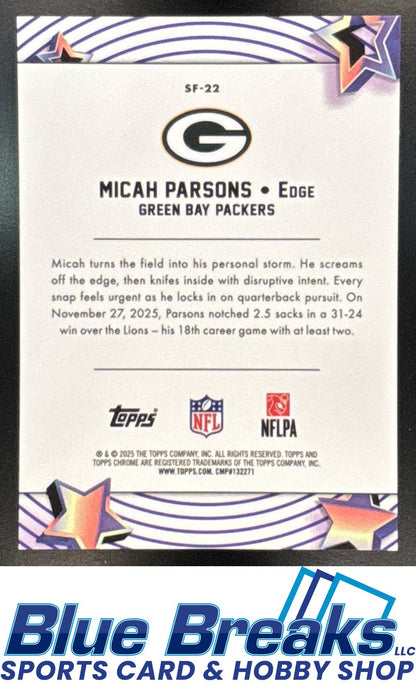 2025 Topps Cosmic Chrome Micah Parsons #SF-22 Starfractor Orange 25/25 SP Green Bay Packers