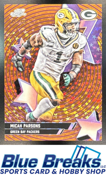 2025 Topps Cosmic Chrome Micah Parsons #SF-22 Starfractor Orange 25/25 SP Green Bay Packers