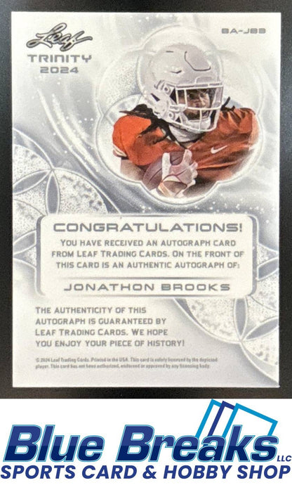 2024 Leaf Trinity Bronze Jonathon Brooks 72/99 #BA-JB3 Auto Longhorns Panthers