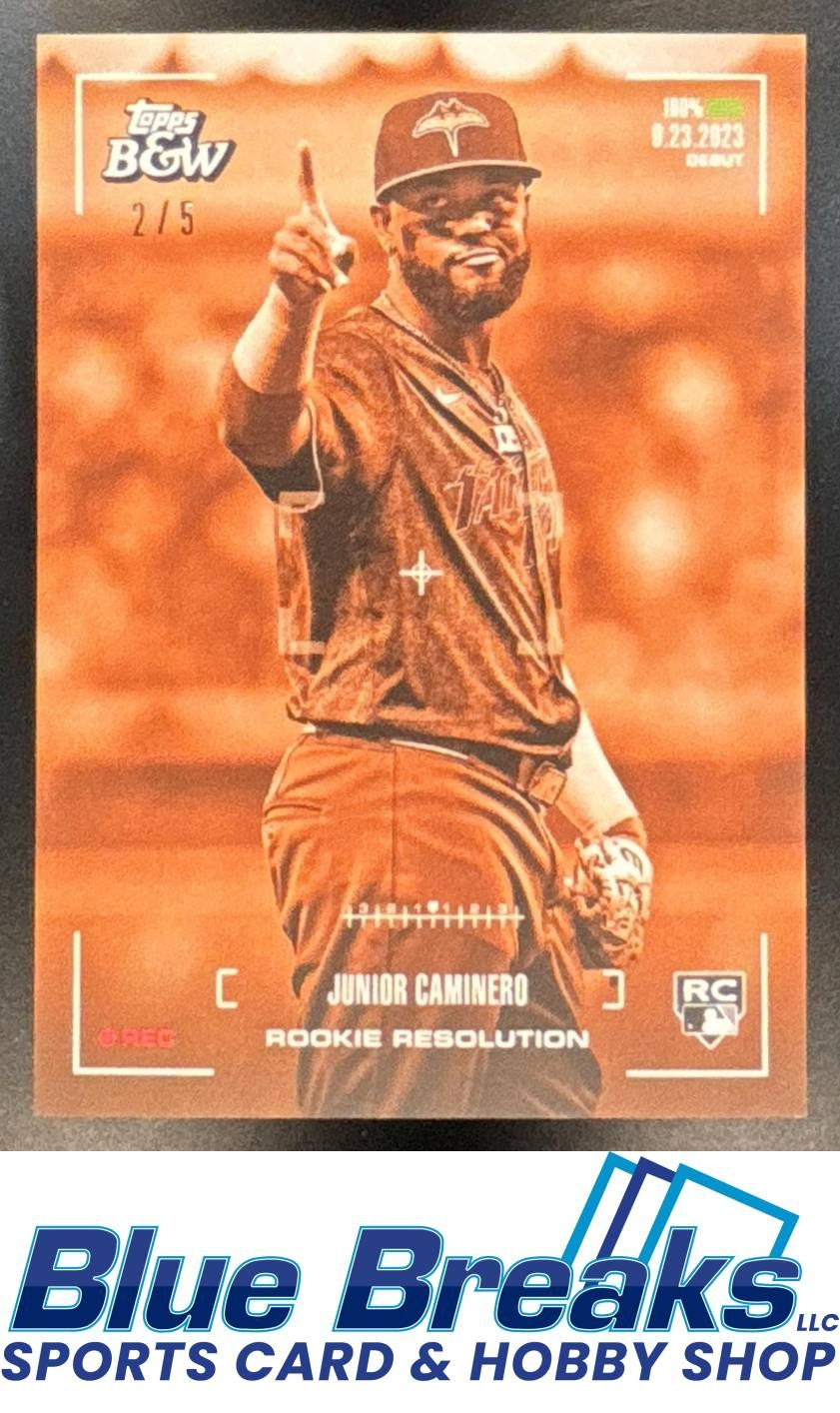 2024 Topps Black & White Junior Caminero #RR13 Rookie Resolution Orange 2/5 RC Rays