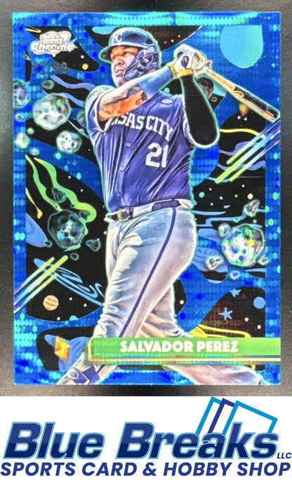 2025 Topps Cosmic Chrome Salvador Perez #63 Blue Moon Refractor 22/99 Kansas City Royals