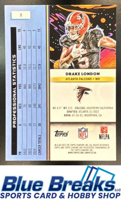 2025 Topps Cosmic Chrome Drake London #5 Blue Moon Refractor 75/99 Atlanta Falcons