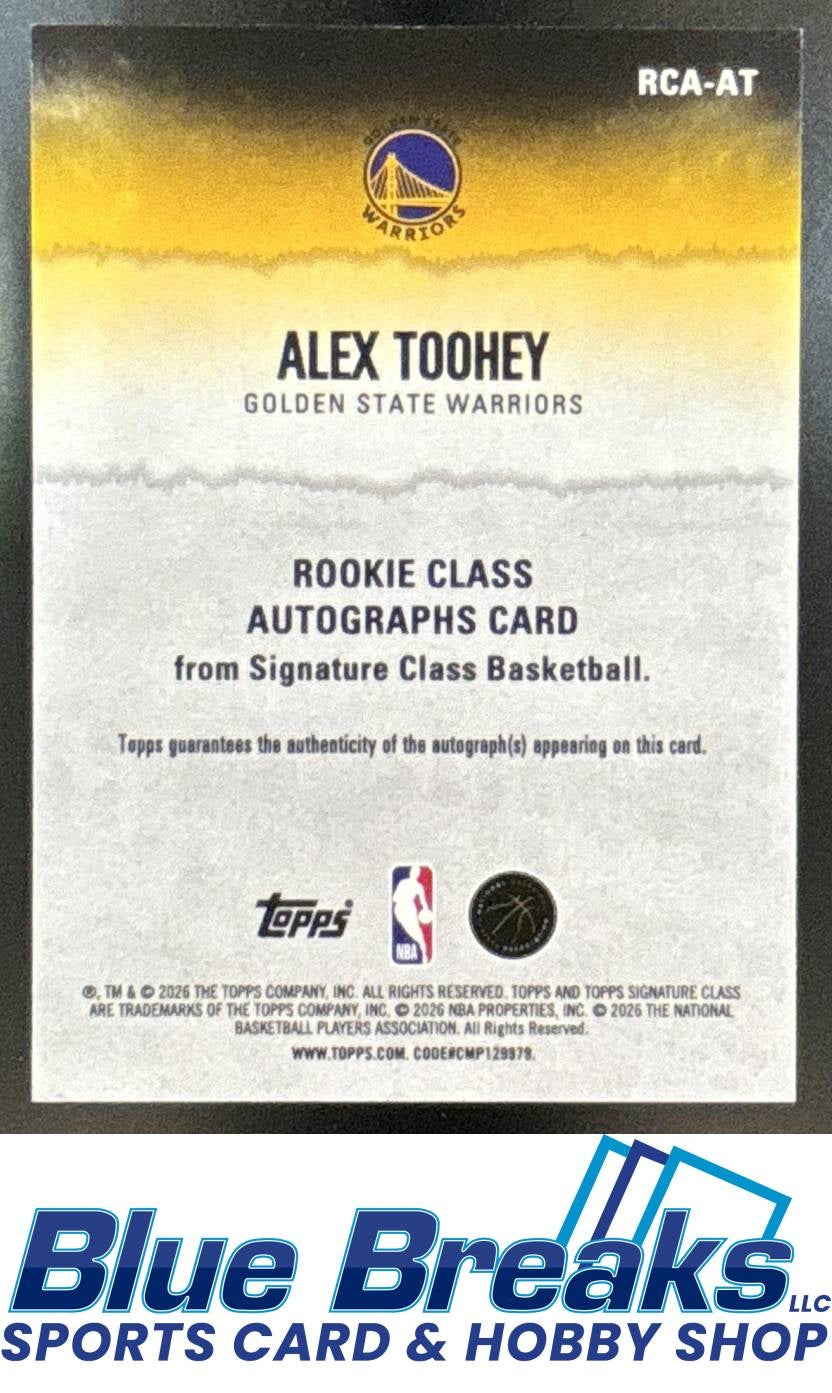 2025-26 Topps Signature Class RC Auto Alex Toohey #RCA-AT Warriors