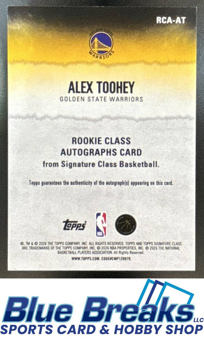2025-26 Topps Signature Class RC Auto Alex Toohey #RCA-AT Warriors