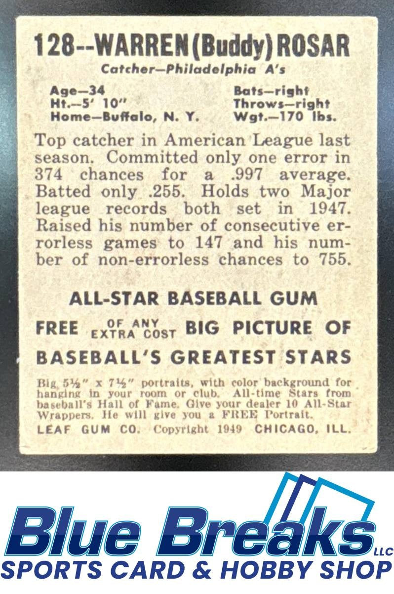 1948 Leaf Warren Rosar #128 A's