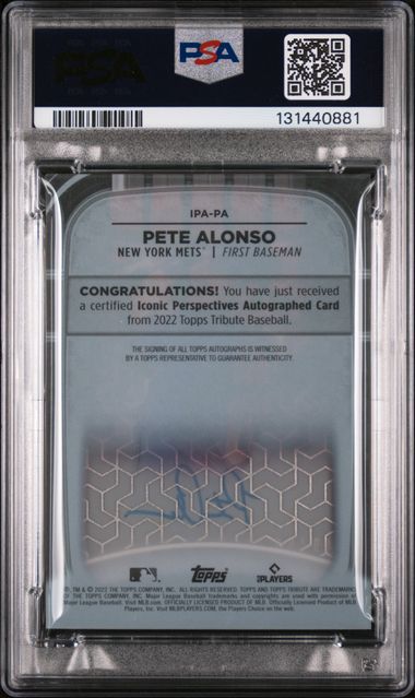 2022 Topps Tribute - Pete Alonso - New York Mets - Baseball -  Iconic Persepectives - Auto - 49/50 - PSA 9