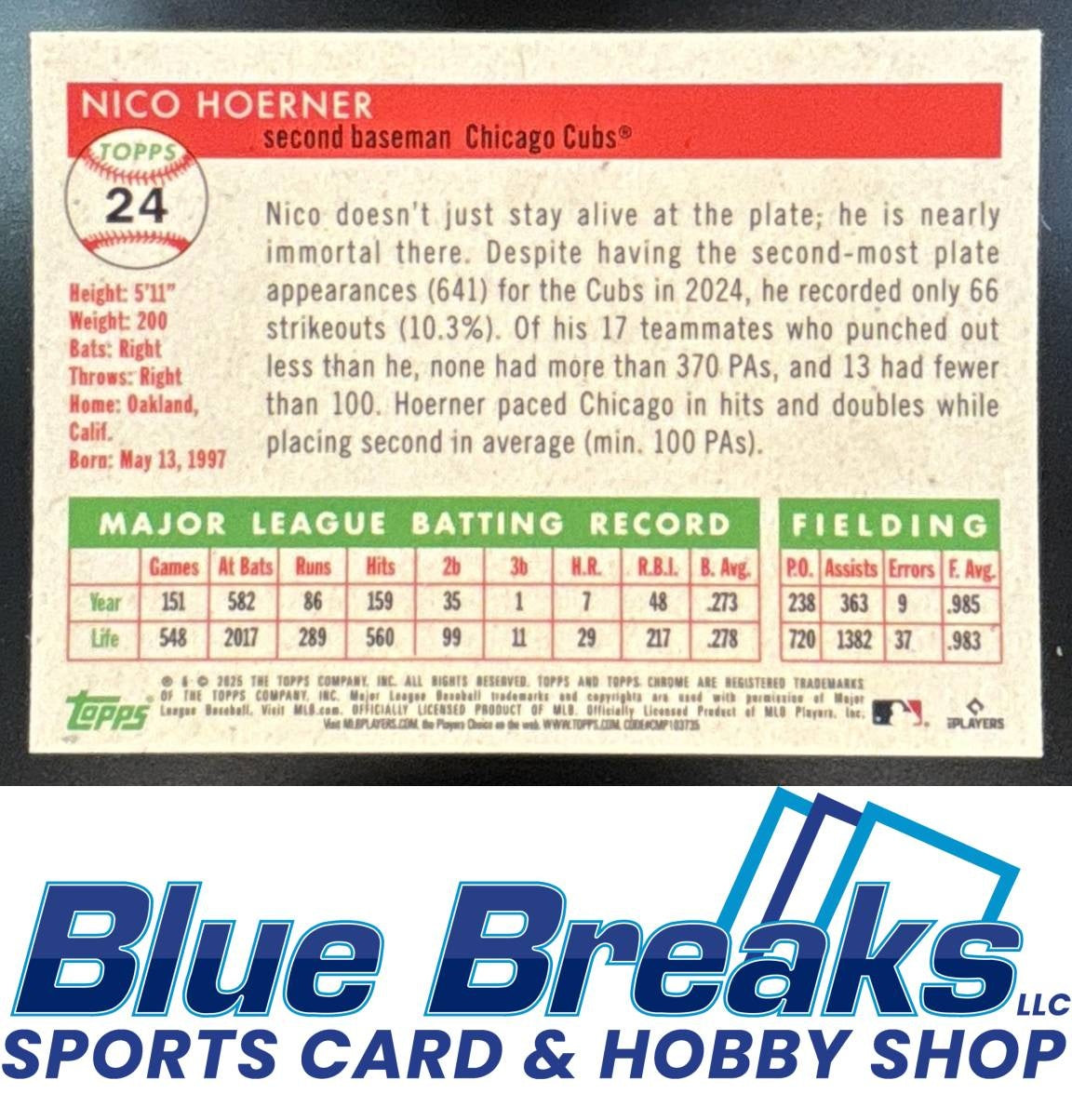 2025 Topps Chrome Platinum Anniversary Nico Hoerner #24 Rose Gold Refractor 24/75 Cubs
