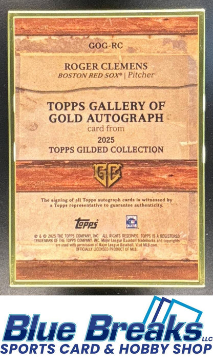 2025 Topps Gilded Collection Roger Clemens #GOG-RC Gallery of Gold Auto 01/50 Red Sox