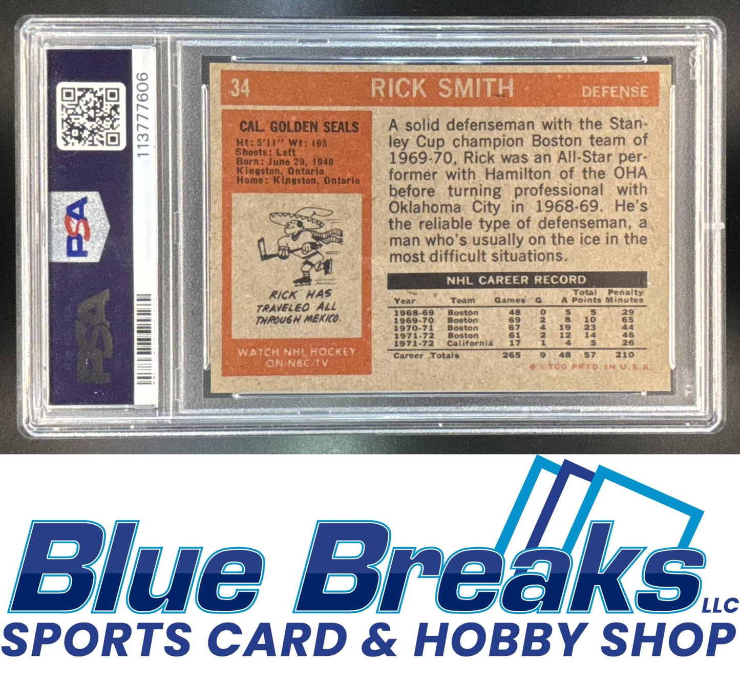 1972-73 Topps Rick Smith #34 PSA 9 Golden Seals