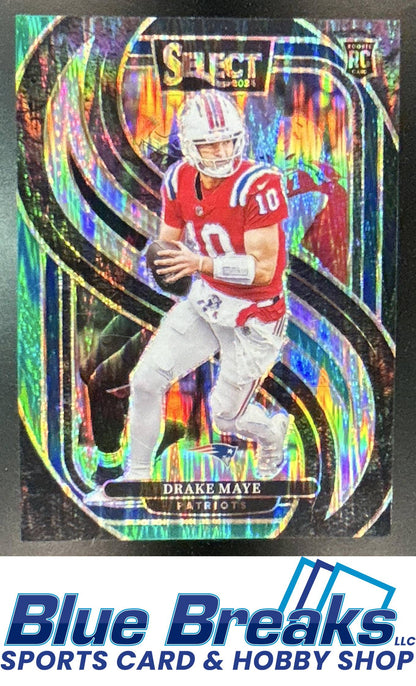 2024 Panini Select Drake Maye #113 Premier Black and Green Prizm Shock RC New England Patriots