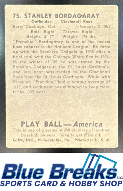 1939 Play Ball Stanley Bordagaray #75 Reds