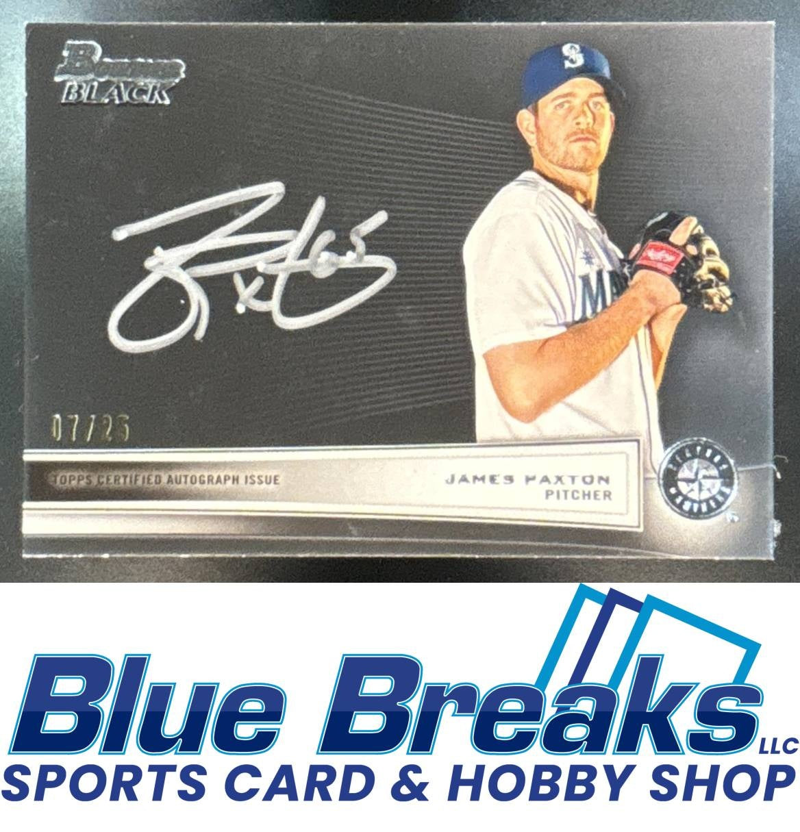 2012 Bowman Chrome Black Collection Auto James Paxton 7/25 [RC] #BBC-JP Mariners