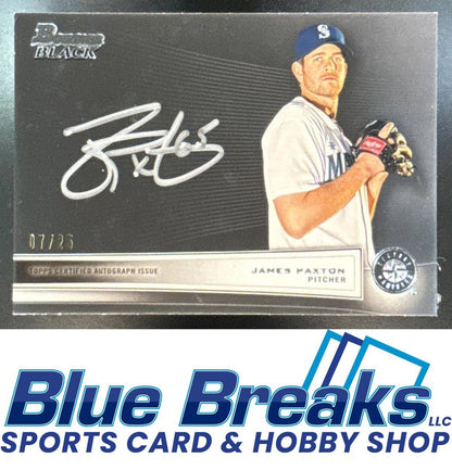 2012 Bowman Chrome Black Collection Auto James Paxton 7/25 [RC] #BBC-JP Mariners