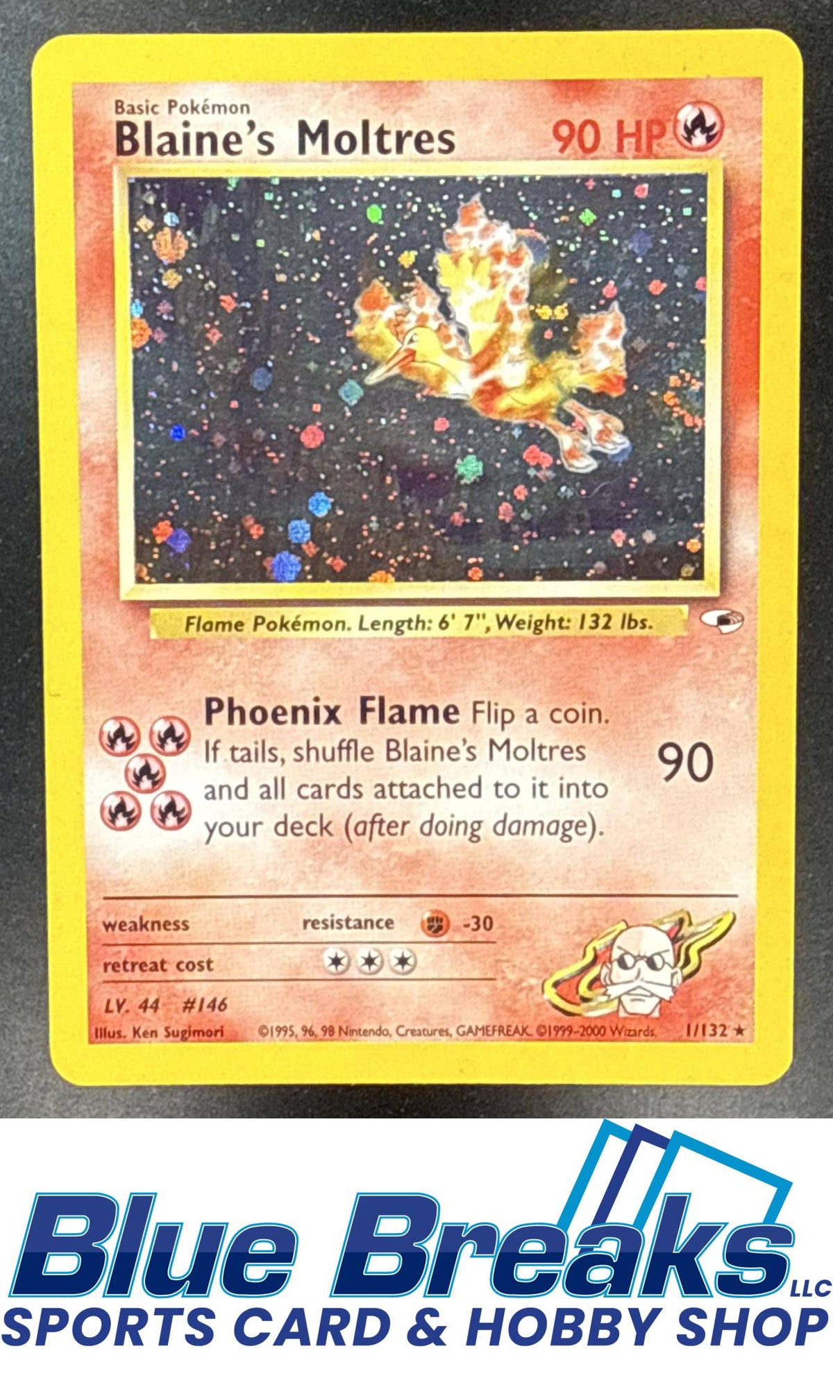 2000 Pokemon Gym Heroes Blaine's Moltres #001/132 Holo