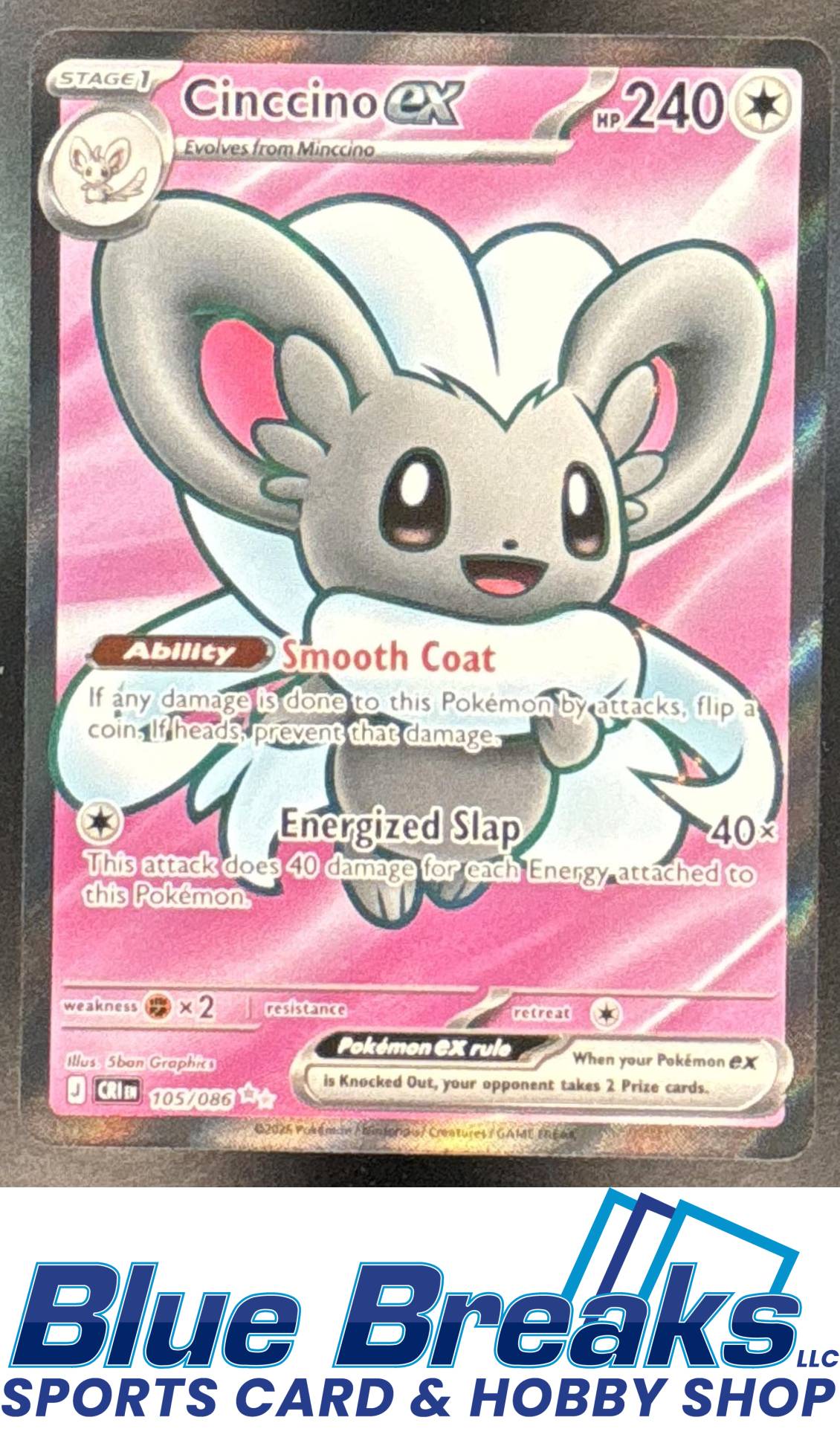 2026 Pokemon Mega Evolution Chaos Rising Ultra Rare Cinccino ex #105/086