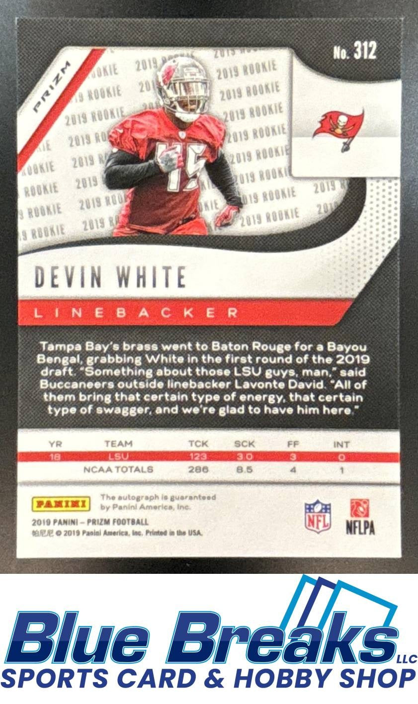 2019 Panini Prizm RC Auto Neon Green Pulsar Devin White #312 Buccaneers