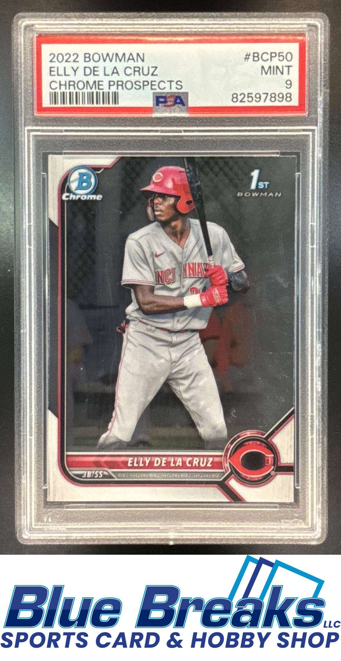 2022 Bowman Elly De La Cruz #BCP-50 Chrome 1st Prospect PSA 9 Cincinnati Reds