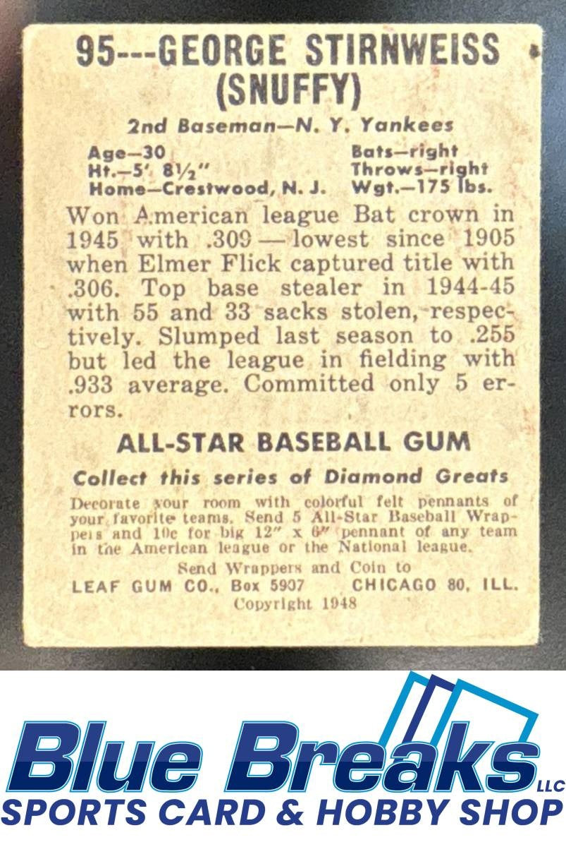 1948 Leaf George Stirnweiss [RC] #95 RC Yankees