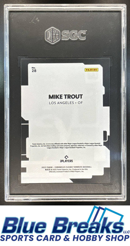 2022 Panini Chronicles Mike Trout #28 Clearly Donruss SGC 9 baseball Angels