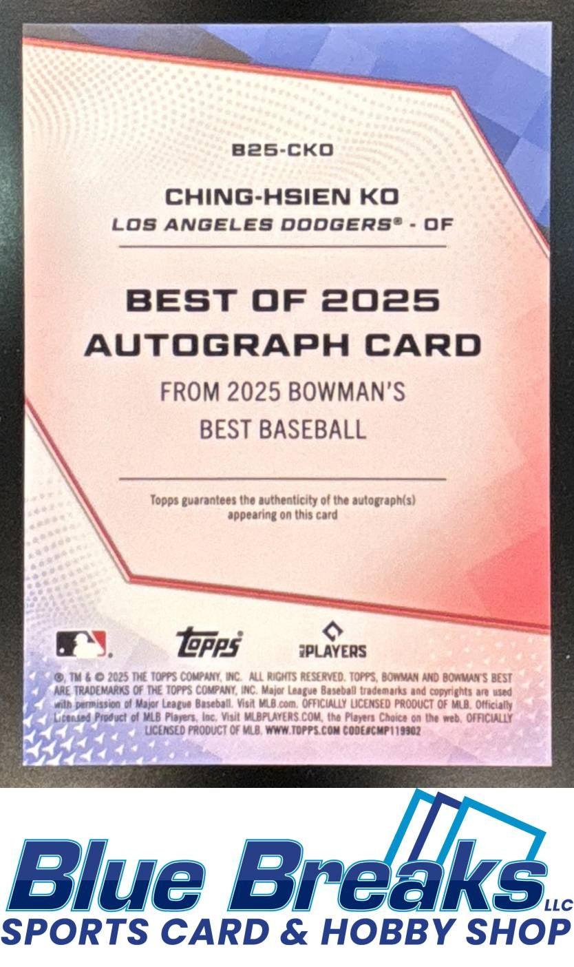 2025 Bowman's Best of Auto Ching-Hsien Ko [RC] #B25-CKO Los Angeles Dodgers