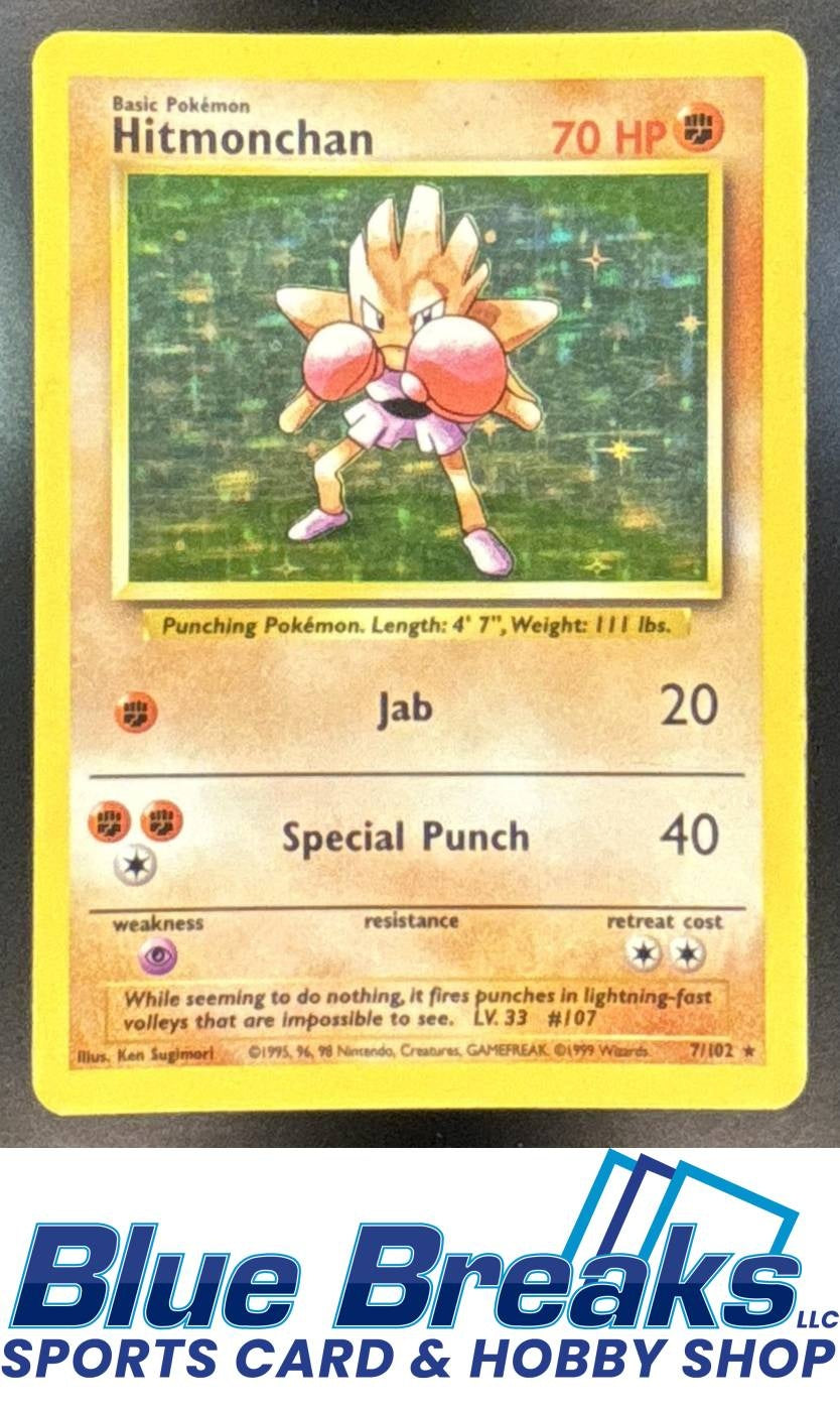 1999 Pokemon Unlimited Set Hitmonchan #7/102 Rare Holo
