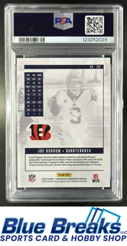 2020 Panini Chronicles Joe Burrow #201 Luminance Update Rookies RC PSA 10 Cincinnati Bengals