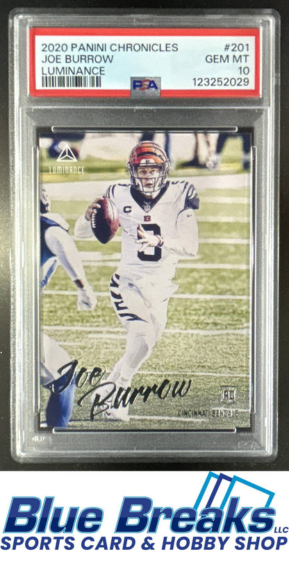 2020 Panini Chronicles Joe Burrow #201 Luminance Update Rookies RC PSA 10 Cincinnati Bengals
