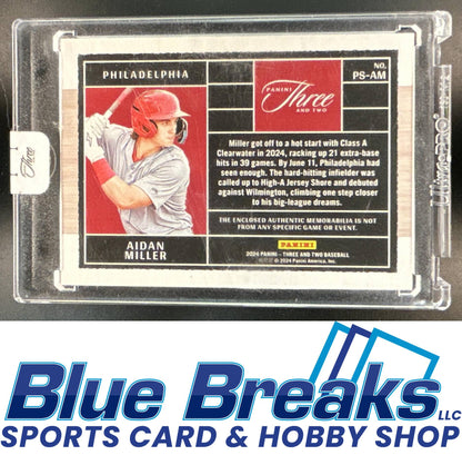 2024 Panini Three and Two Aidan Miller #PS-AM Prospect Swatches 41/49 Philadelphia Phillies