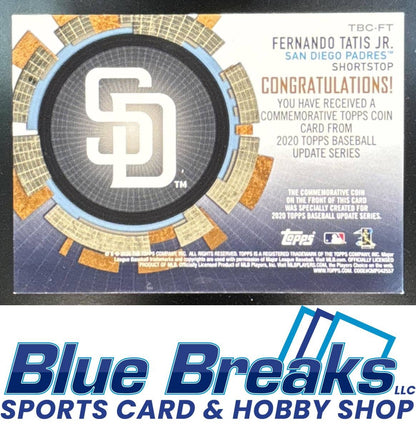 2020 Topps Update Fernando Tatis Jr. #TBC-FT Baseball Coin Cards San Diego Padres