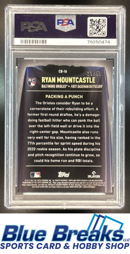 2021 Topps Stadium Club Chrome Ryan Mountcastle #CB-16 Crystal Ball Gold Refractor 23/50 RC PSA 10