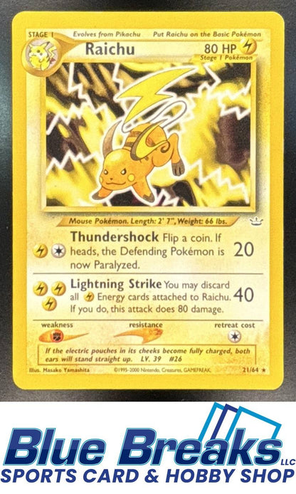 2001 Pokemon Neo Revelation Raichu #21/64