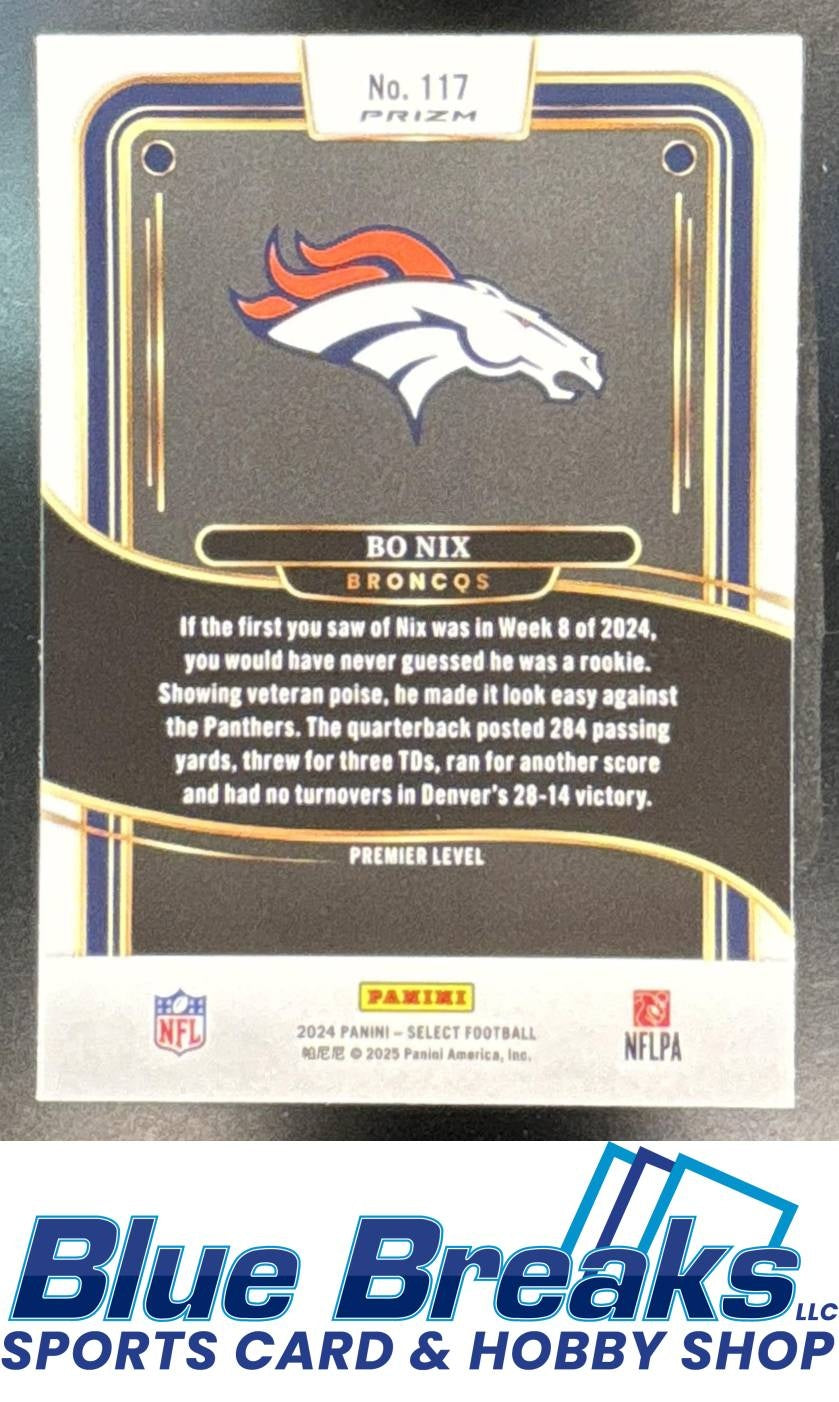 2024 Panini Select Bo Nix #117 Premier Red and Blue Prizm Shock RC