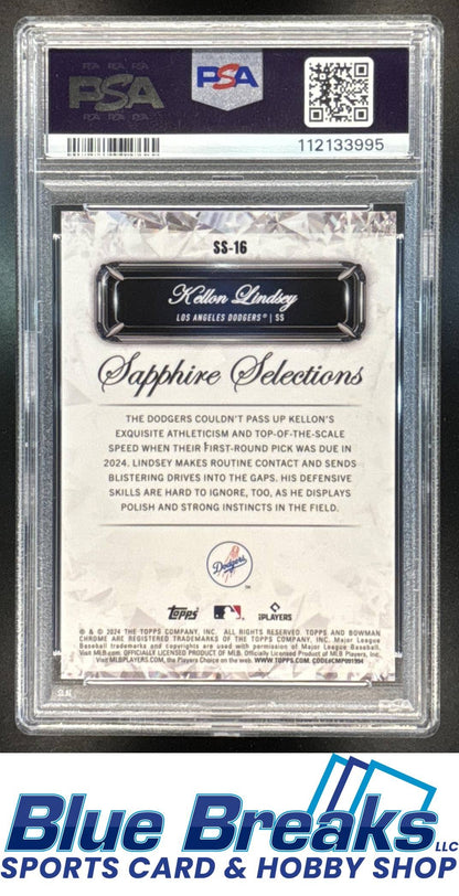 2024 Bowman Draft Sapphire Kellon Lindsey #SS-16 Selections PSA 10 Los Angeles Dodgers